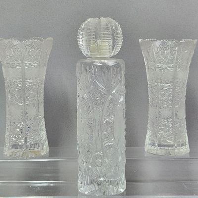 Zivret Kristal Cut Bud Vases & Perfume Bottle