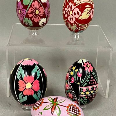 Poland Hand-Painted Wooden Pysanki Easter Eggs