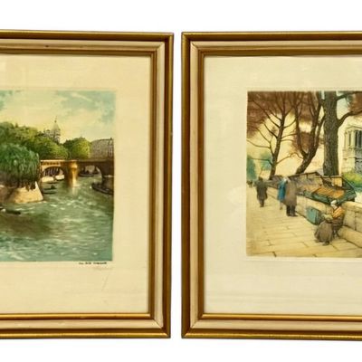 Hubert & Victor Valery Paris Color Etchings