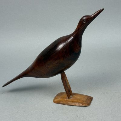 Carved Hardwood Modernist Shorebird Sculpture
