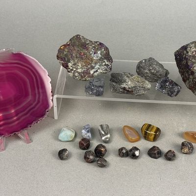 Chalcopyrite Peacock Ore & Garnet Mineral Collection