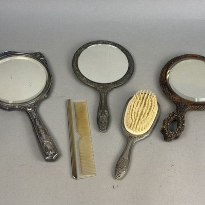Art Nouveau Poppy Hand Mirror & Vanity Accessories