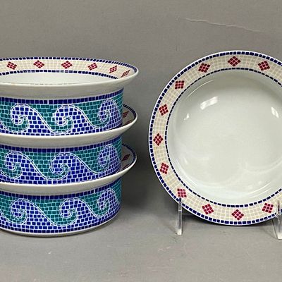 Dansk Mosaic Wave Porcelain Rimmed Bowls