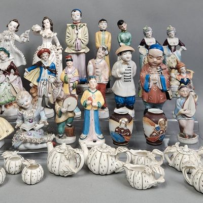 Collection Porcelain Figurines & Tea Set