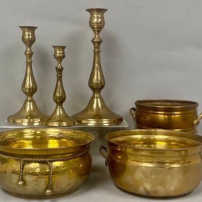 India Brass Candlesticks & Planters