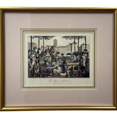 William Sams The Flower Market Hand-Colored Aquatint