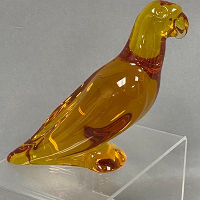 Baccarat Amber Crystal Parrot