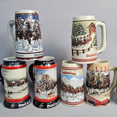 8 Ceramarte Budweiser Clydesdale Beer Steins