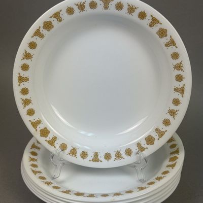 Butterfly Gold Vitrified Glass Rimmed Soup Bowls