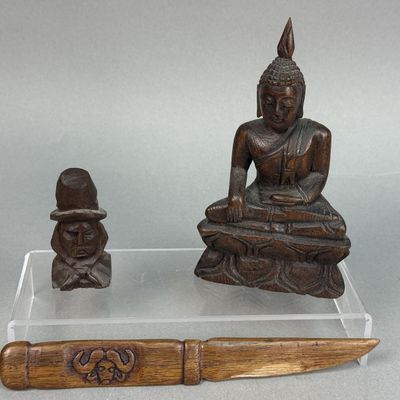 3 Carved Wood Decorative Items