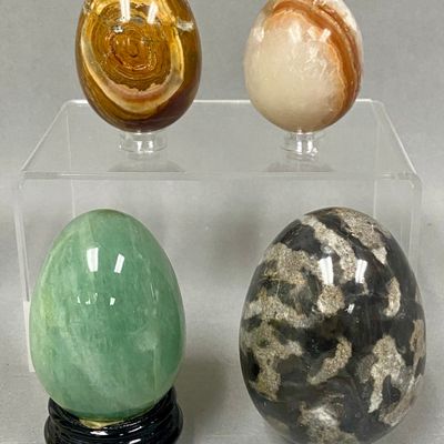 Assortment of Polished Stone Decorative Eggs