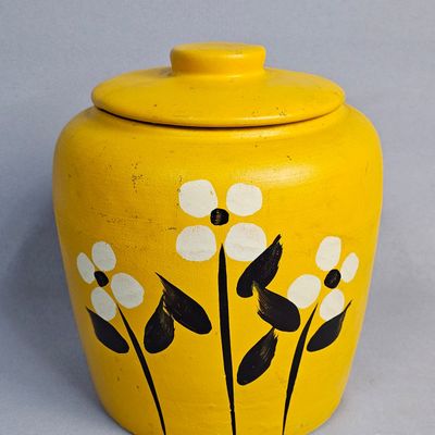RRP Co Ceramic Yellow Floral Lidded Jar