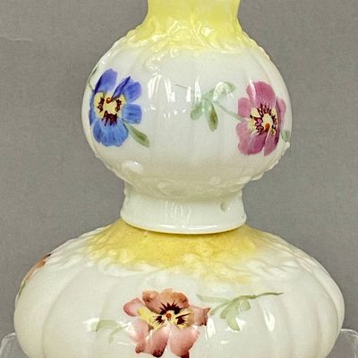 Milk Glass Hand Painted Pansy Miniature Lamp