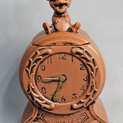 Ceramic Mouse Clock Cookie Jar