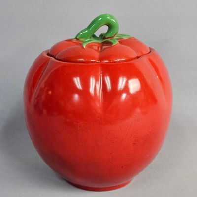 Red Ceramic Tomato Cookie Jar