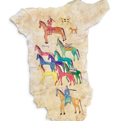 Toni M Payne Painted Animal Hide Moving (Signed)