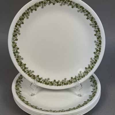 Corelle Spring Blossom Green Vitrified Glass Dinner Plates