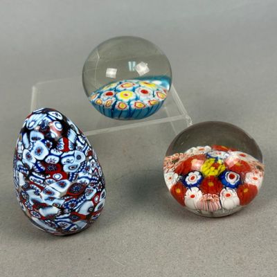 Chinese Millefiori Art Glass Trio