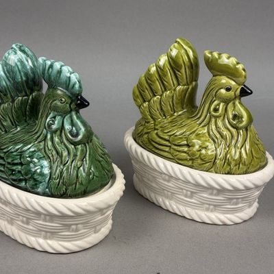 Tilso Japan Earthenware Rooster Covered Boxes