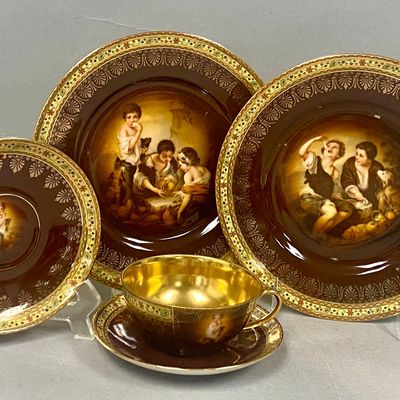 Carlsbad Porcelain Murillo Scene Dessert Set