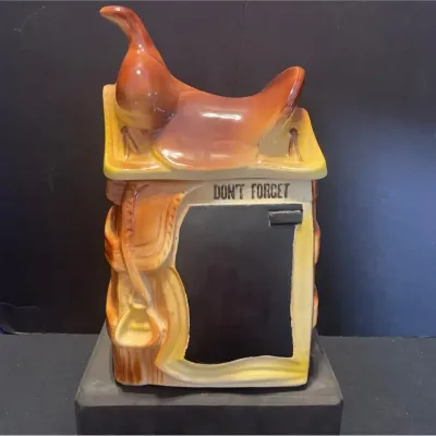 Western Saddle Chalkboard cookie jar