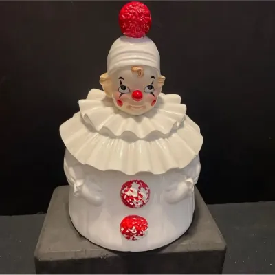 White Clown Cookie Jar