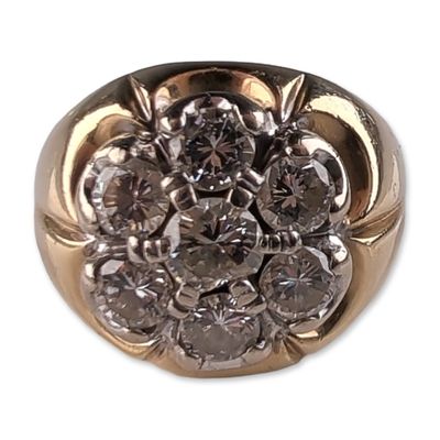 14K Gold Diamond Cluster Ring