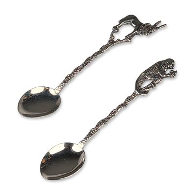 Two Dutch Silver 833 Figural Animal Small Spoons
