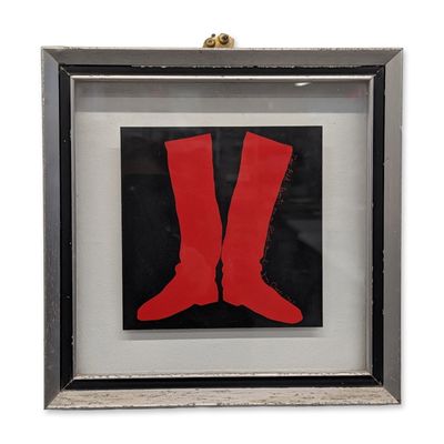 Jim Dine (American, b. 1935) Serigraph on Paper, Two Red Boots on a Black Ground' (Signed)