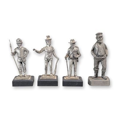4pc Cast Pewter Historical and Character Figurines