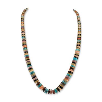 Southwestern Sterling Silver Multi-Stone Heishi Necklace