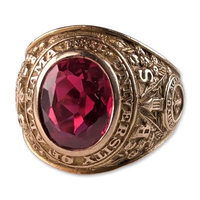 Jostens University of Alabama 10K Gold Ruby Class Ring