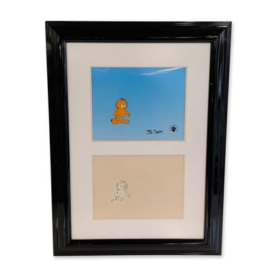 Jim Davis (American, b. 1945) Hand-Painted Garfield Production Cel & Drawing, Signed w/ COA