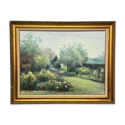 2pc Kaethe Hoeltzell (American, 1925-2013) Oil on Canvas & Pope John Paul II Memorabilia