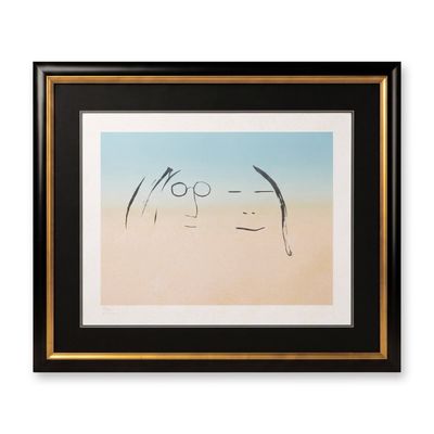 John Lennon (British, 1940-1980) Copper Etching on Paper, Two Faces (Lennon & Ono) w/ COA