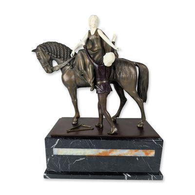 After Professor Otto Poertzel (German, 1876-1963) Bronze Sculpture, Maiden and a Suitor