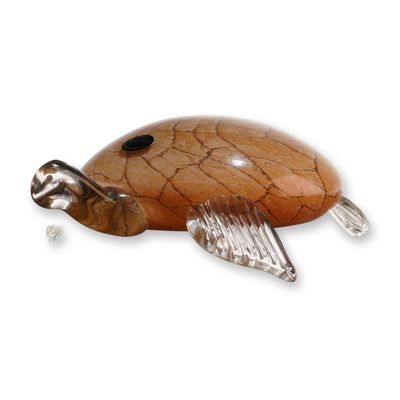 Jozefina Krosno Hand Blown Art Glass Sea Turtle Sculpture