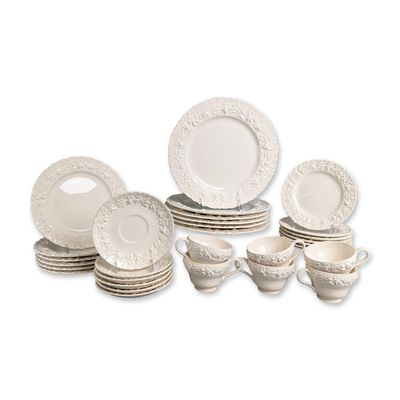 30pc Wedgwood of Etruria & Barlaston Embossed Queen's Ware Tableware Set