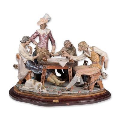 Lladro Gres Porcelain Numbered Series Sculpture, Playing Cards with Base 01011327