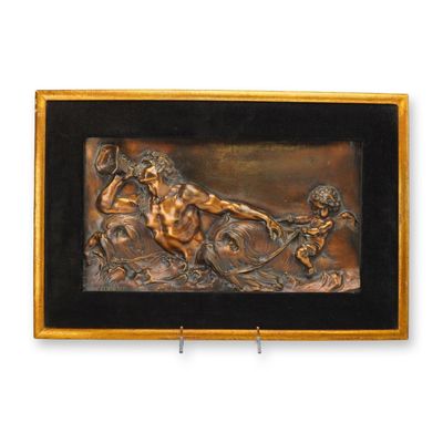After Claude Michel (Clodion), Framed Patinated Spelter Relief Plaque
