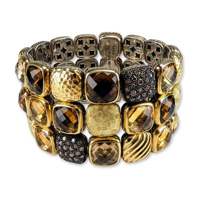 David Yurman Two-Tone Sterling Silver and 18K Gold Chiclet Link Bracelet