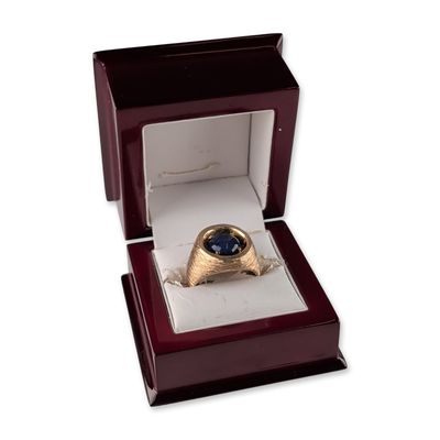 14K Yellow Gold Blue Fire Black Opal Signet Ring