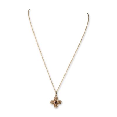 Italian 14K Gold and Vermeil Filigree Cross Pendant Necklace