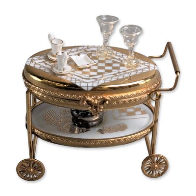 Limoges France Porcelain Miniature Dining Service Cart Box