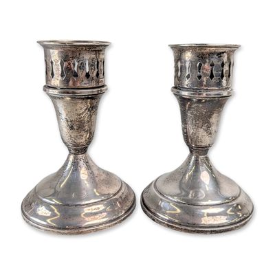2pc Towle Silversmiths Sterling Silver Weighted Candlesticks