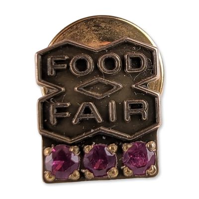 10K Yellow Gold and Ruby Food Fair Service Award Pin