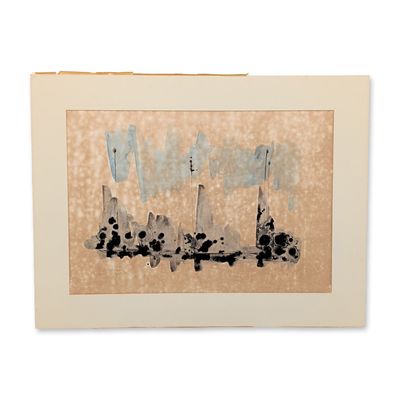 Large 1968 Mixed Media Abstract Composition on Paper, Signed