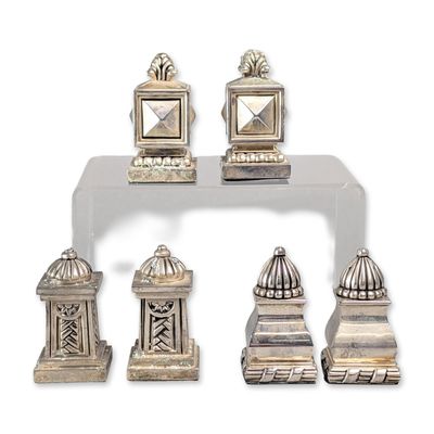 6pc Neoclassical Style Silver Plated Salt and Pepper Shakers