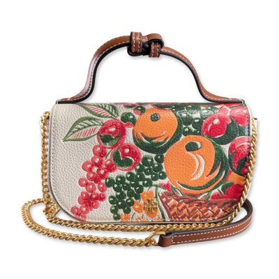 Tory Burch Emerson Fruit Basket Motif Leather Handbag