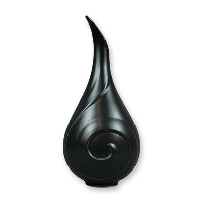 Rookwood Pottery Contemporary Matte Black Spiral Relief Ceramic Vase 2015